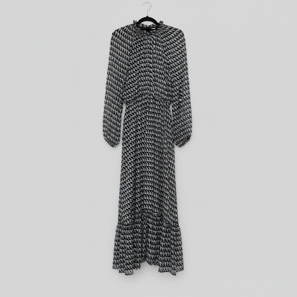 Sheike - Black/white houndstooth print maxi dress - Size 8