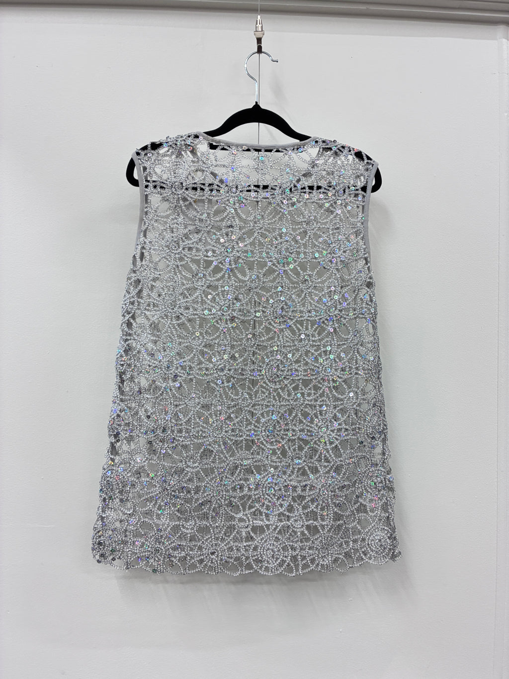 No label - Silver sequin lace top - Size S