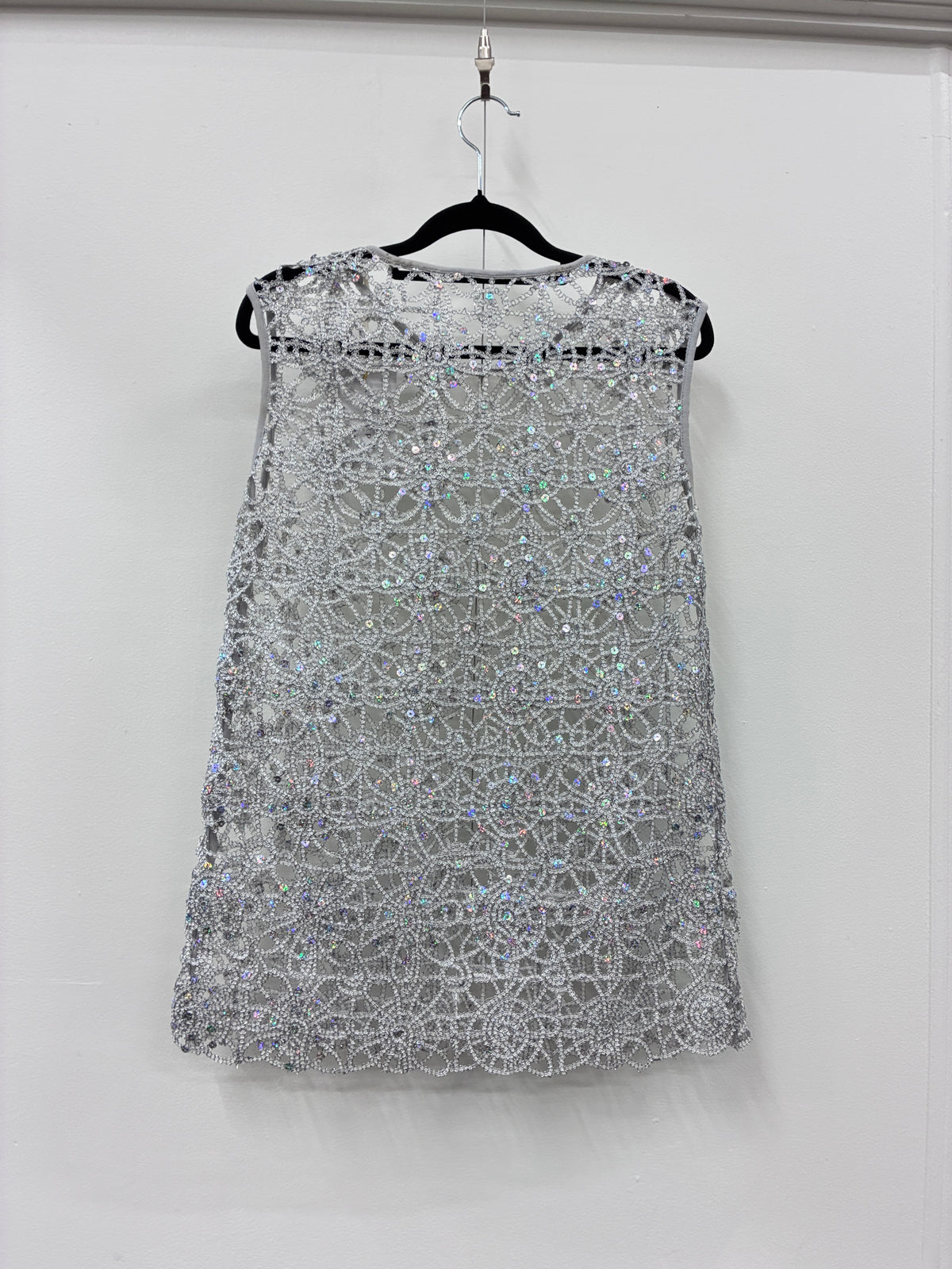 No label - Silver sequin lace top - Size S