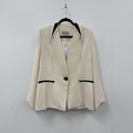 Adrienne Winkelmann - Cream black trim blazer - Size 14