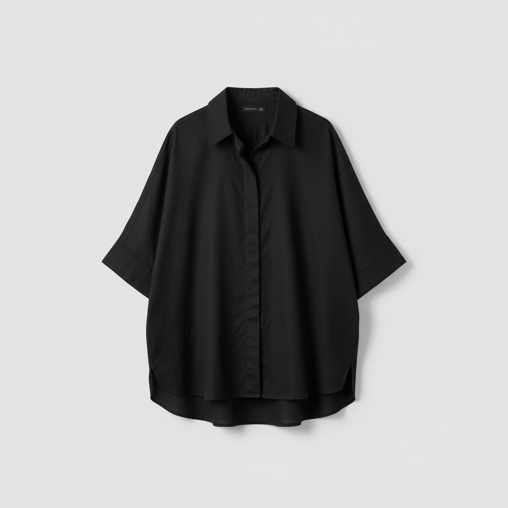 Decjuba - Black linen/cotton oversized shirt - Size M/L