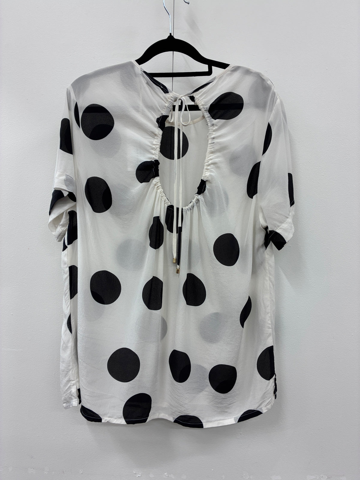 Kate Sylvester - White/black polka dot silk top - Size L