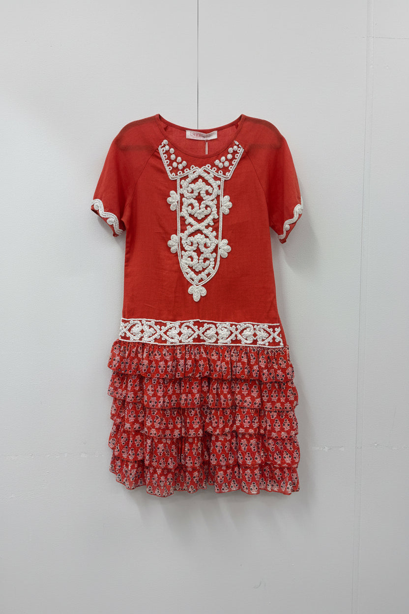 COOP by Trelise Cooper - Orange 'Full of Rope' linen dress - Size 6