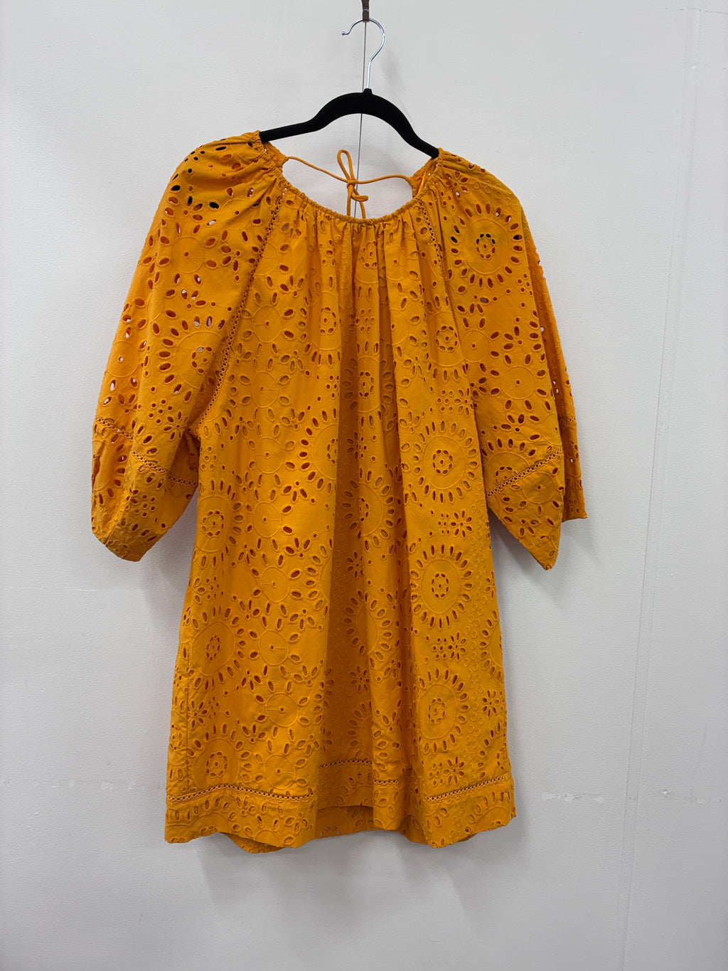 Zara - Yellow broderie anglais mini dress - Size L