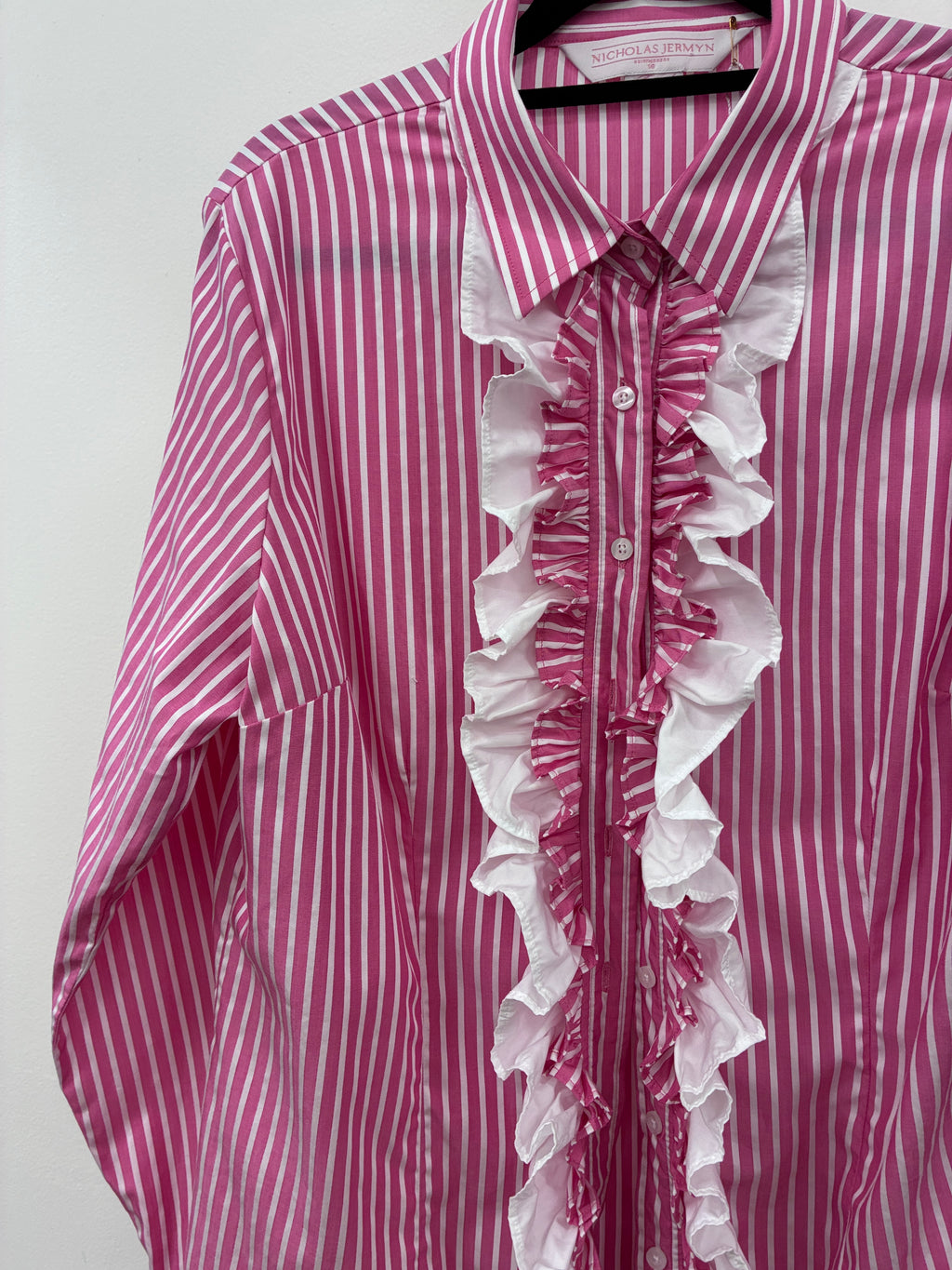 Nicholas Jermyn - Striped frill front tailored shirt - Size 18
