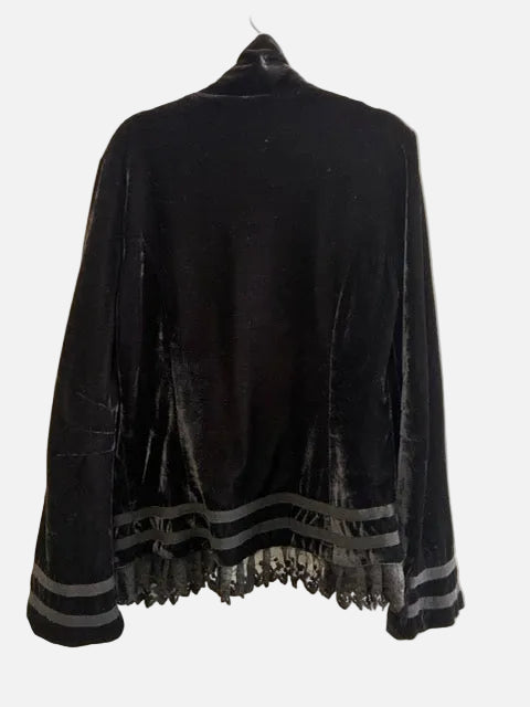 Black Velvet Lace Romantic Soft Jacket Size 14