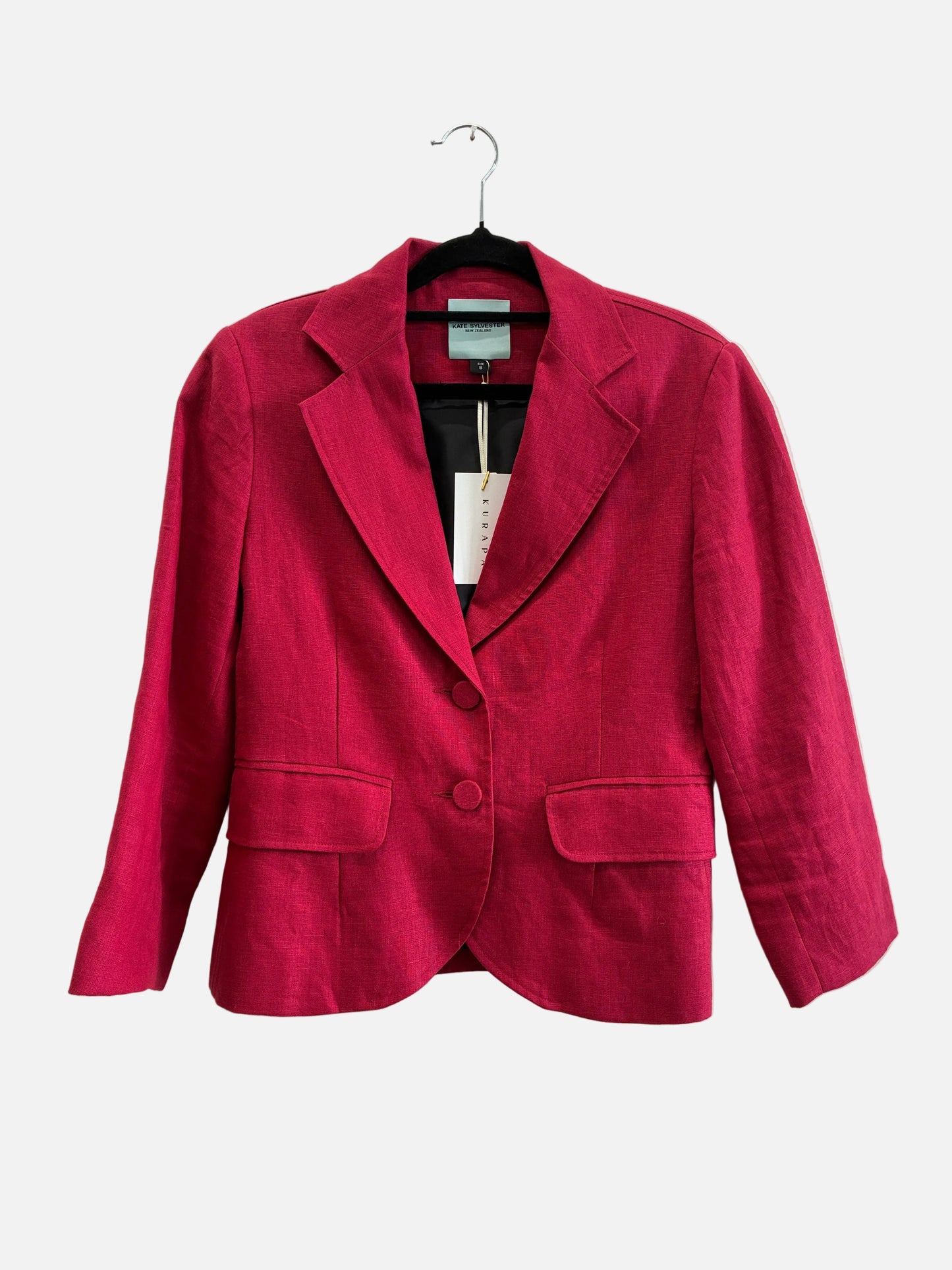 Kate Sylvester Burgundy Linen Blazer - Size 8