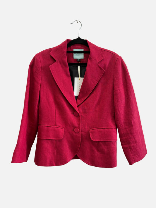 Kate Sylvester Burgundy Linen Blazer - Size 8