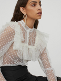 H&M x Sandra Mansour - Frilly lace shirt - Size 12