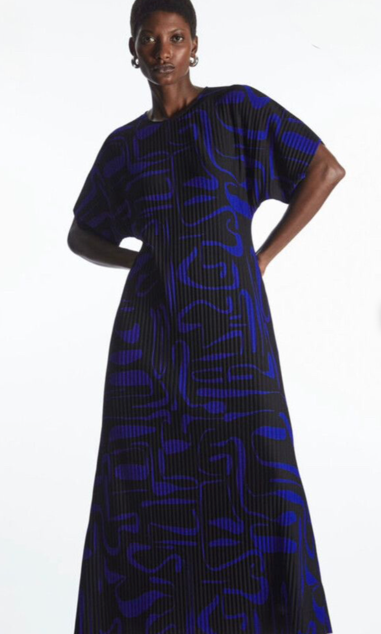 COS - Bold print pleat dress - Size L