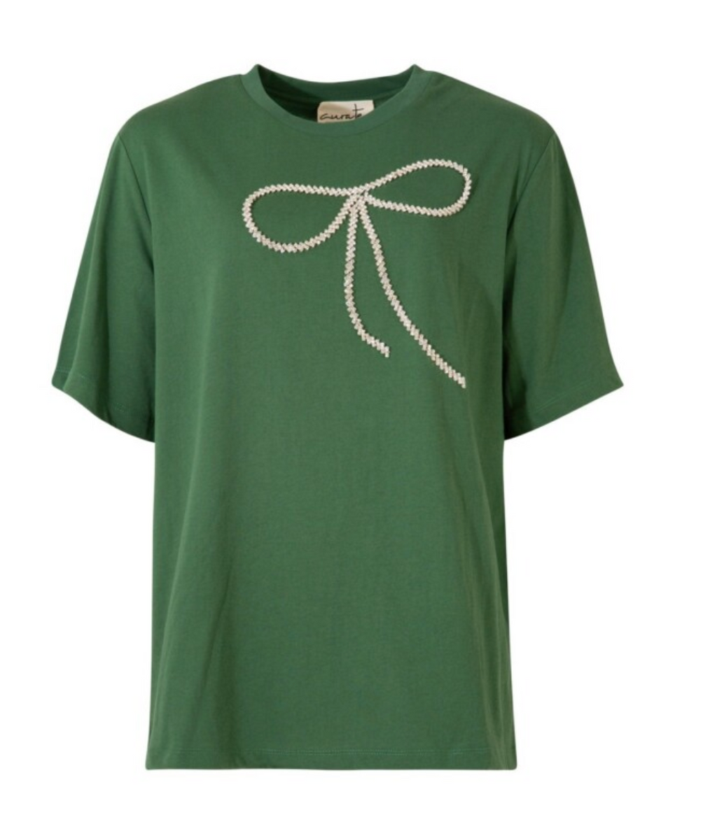 Curate by Trelise Cooper - Green diamante bow t-shirt - Size XXL