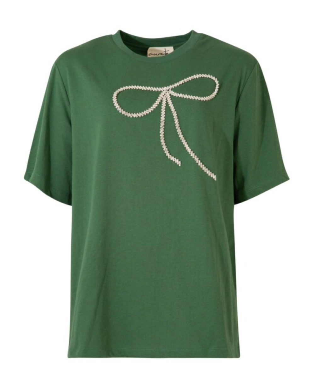 Curate by Trelise Cooper - Green diamante bow t-shirt - Size XXL