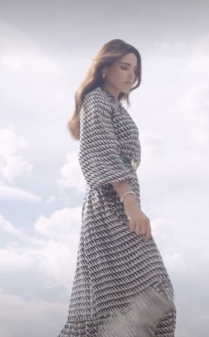 Sheike - Black/white houndstooth print maxi dress - Size 8