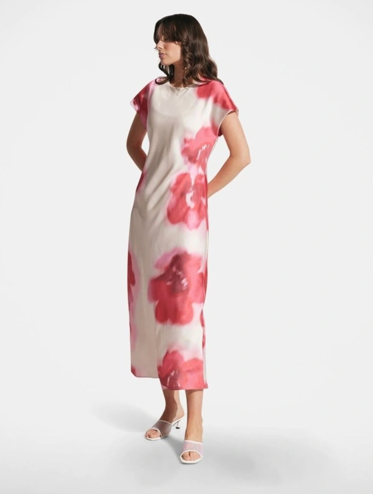 Decjuba - Silky pink/cream dress - Size 8