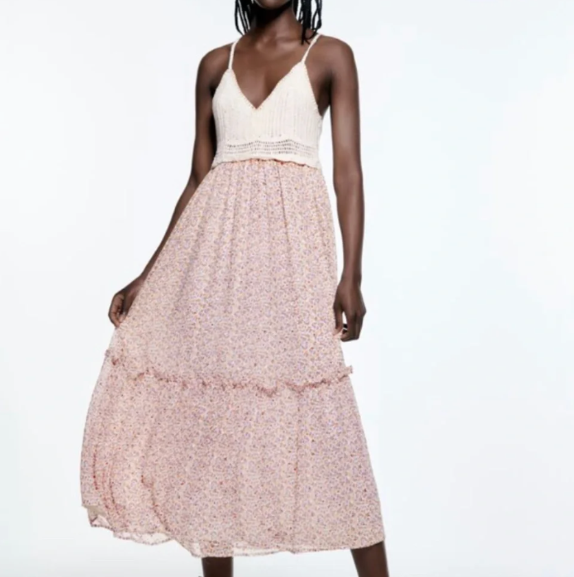 Zara - Crochet floral dress - Size S