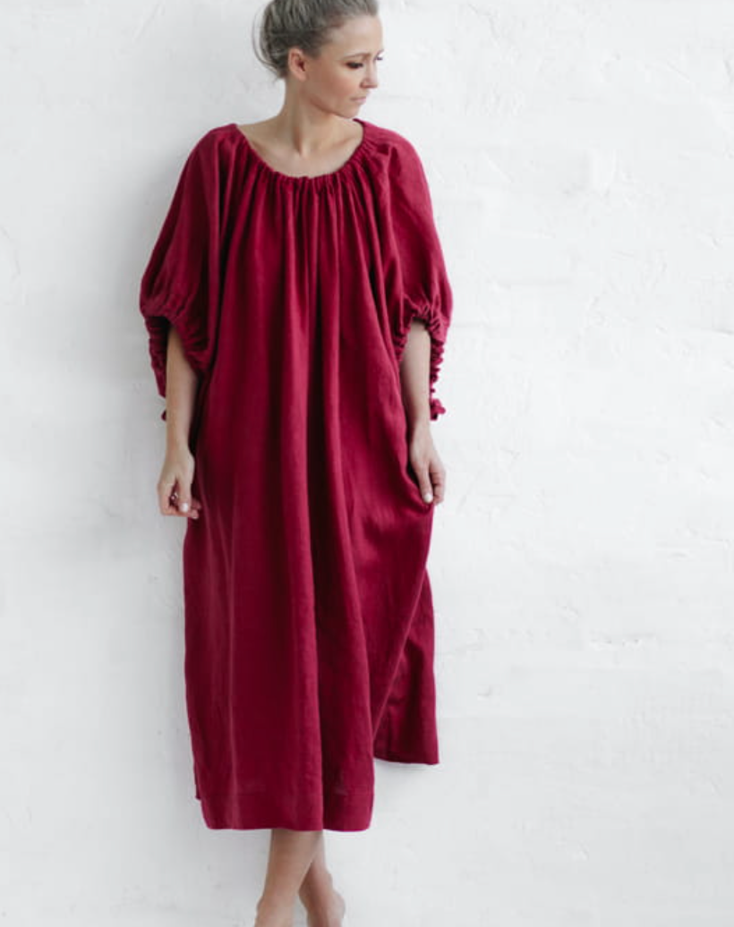 Seaside Tones - Loose fit linen dress - Size OS