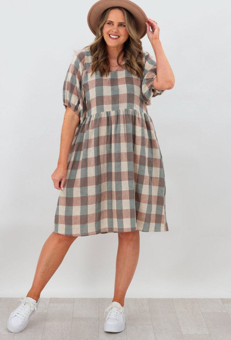 Shine On - Linen cotton baby doll dress - Size 16