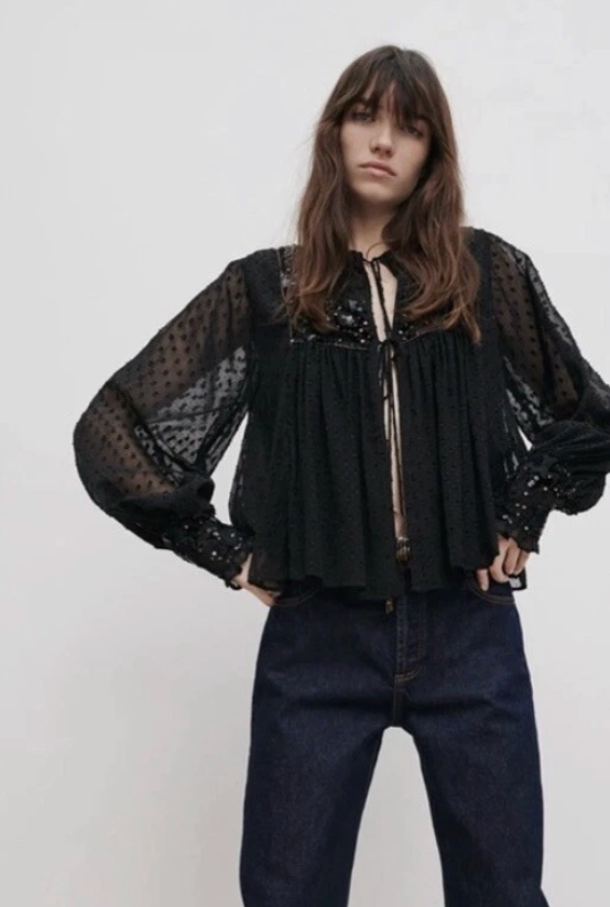 Zara - Sequin top cape jacket - Size XS