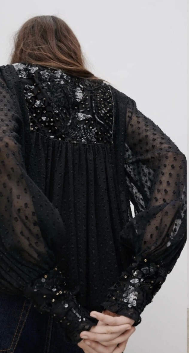 Zara - Sequin top cape jacket - Size XS