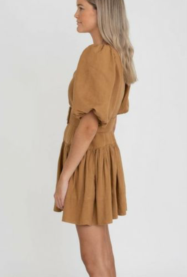 SHONA JOY - Gaia puff sleeve belted mini dress - Size 6